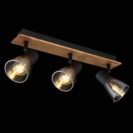 Globo - Lampa punktowa 3xE14/40W/230V czarna/drewno