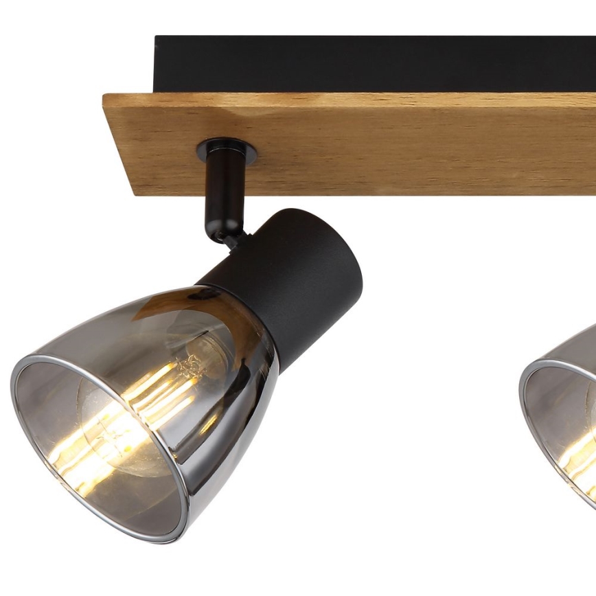 Globo - Lampa punktowa 3xE14/40W/230V czarna/drewno