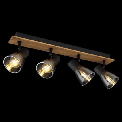 Globo - Lampa punktowa 4xE14/40W/230V czarna/drewno