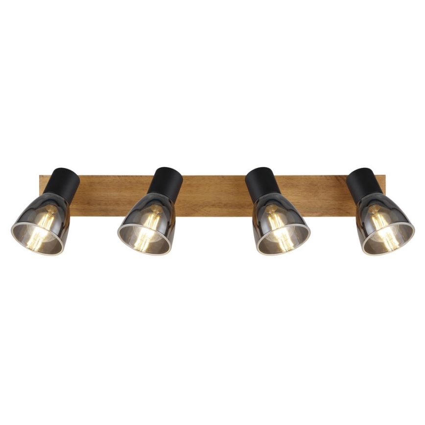 Globo - Lampa punktowa 4xE14/40W/230V czarna/drewno