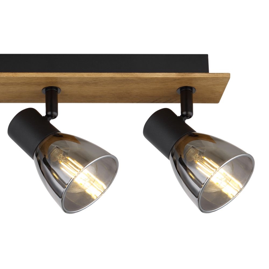 Globo - Lampa punktowa 4xE14/40W/230V czarna/drewno