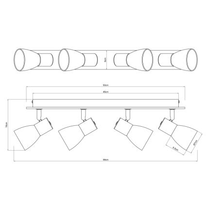 Globo - Lampa punktowa 4xE14/40W/230V czarna/drewno
