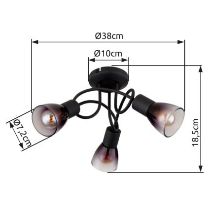 Globo - Żyrandol natynkowy 3xE14/25W/230V czarny
