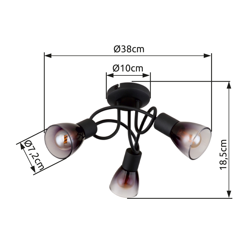 Globo - Żyrandol natynkowy 3xE14/25W/230V czarny