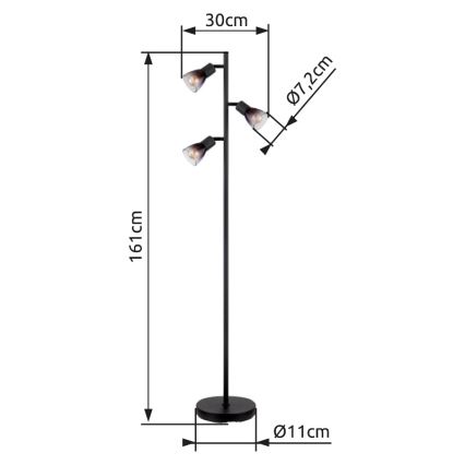 Globo - Lampa podłogowa 3xE14/25W/230V czarna