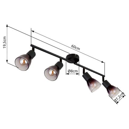 Globo - Oświetlenie punktowe 4xE14/25W/230V czarne