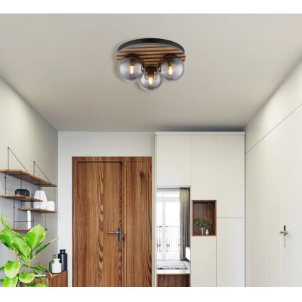 Globo - Lampa sufitowa 3xE27/40W/230V Ø 39 cm, brązowa/przydymione szkło