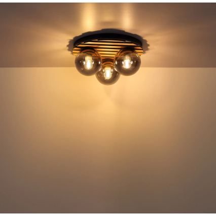 Globo - Lampa sufitowa 3xE27/40W/230V Ø 39 cm, brązowa/przydymione szkło