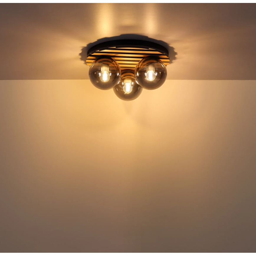 Globo - Lampa sufitowa 3xE27/40W/230V Ø 39 cm, brązowa/przydymione szkło