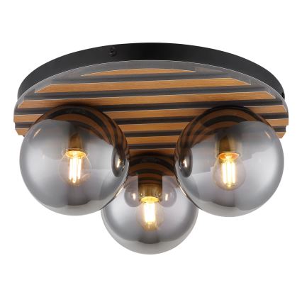 Globo - Lampa sufitowa 3xE27/40W/230V Ø 39 cm, brązowa/przydymione szkło