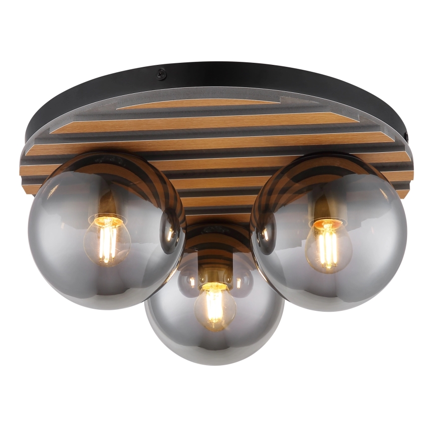 Globo - Lampa sufitowa 3xE27/40W/230V Ø 39 cm, brązowa/przydymione szkło