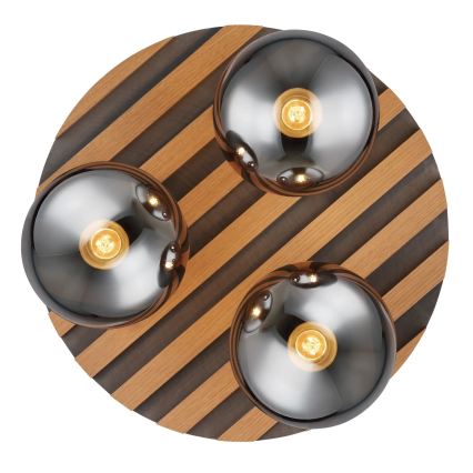 Globo - Lampa sufitowa 3xE27/40W/230V Ø 39 cm, brązowa/przydymione szkło