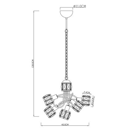 Globo - LED Żyrandol na łańcuchu 5xE14/40W/230V + LED/5W