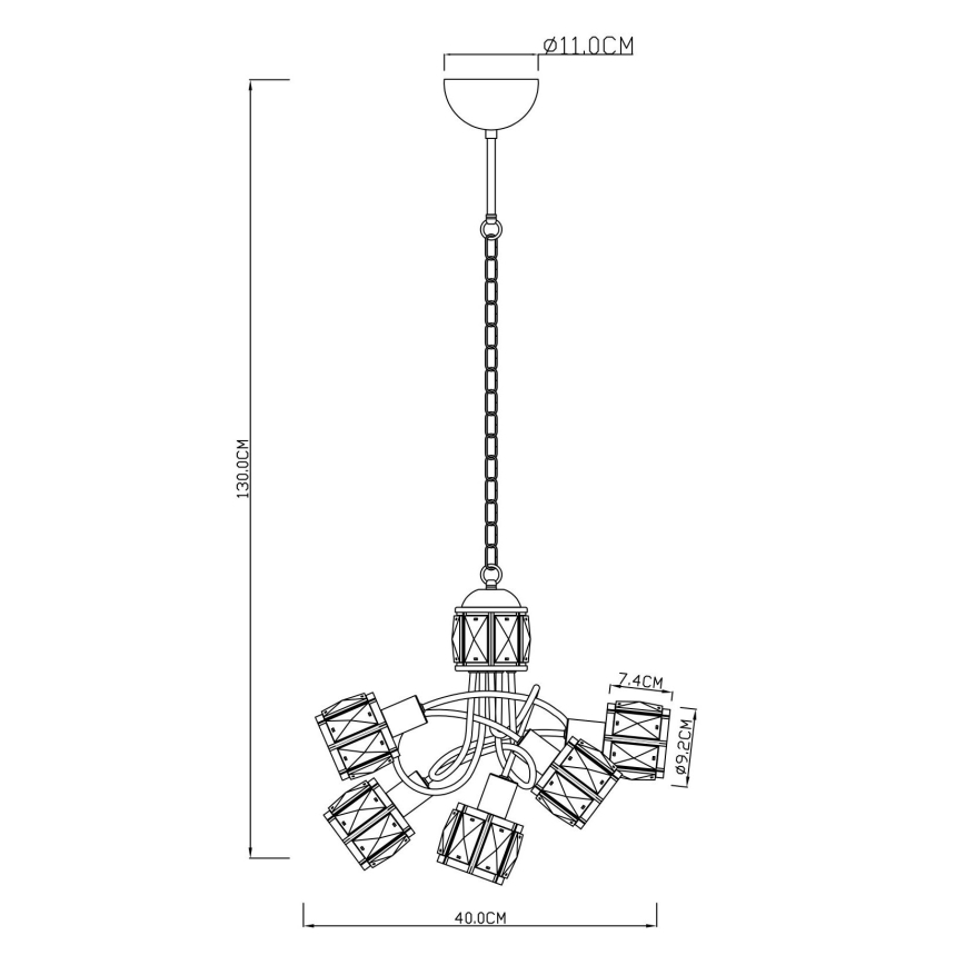 Globo - LED Żyrandol na łańcuchu 5xE14/40W/230V + LED/5W