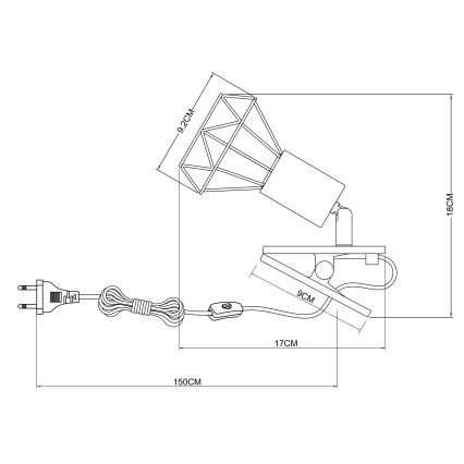 Globo - Kinkiet z klipsem 1xE14/40W/230V czarny