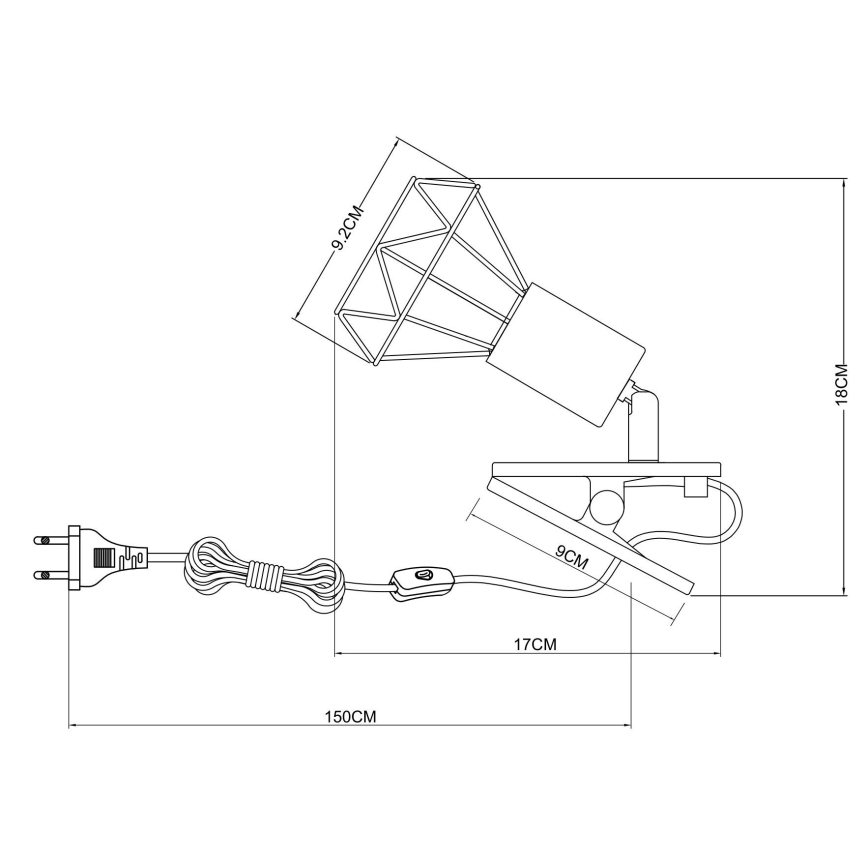 Globo - Kinkiet z klipsem 1xE14/40W/230V czarny