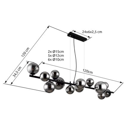 Globo - LED Żyrandol na lince 13xG9/3,5W/230V dymny/czarny