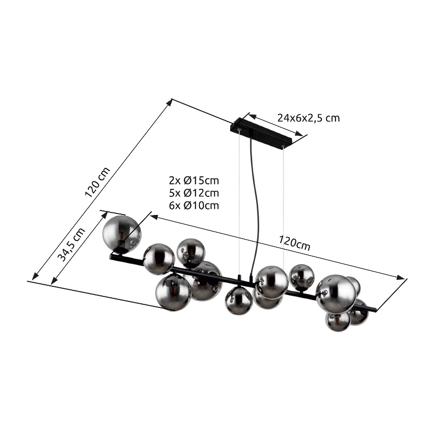 Globo - LED Żyrandol na lince 13xG9/3,5W/230V dymny/czarny