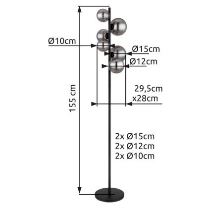 Globo - LED Lampa podłogowa 6xG9/3,5W/230V dymna/czarna