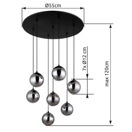 Globo - LED Żyrandol na lince 7xG9/3,5W/230V dym/czarny
