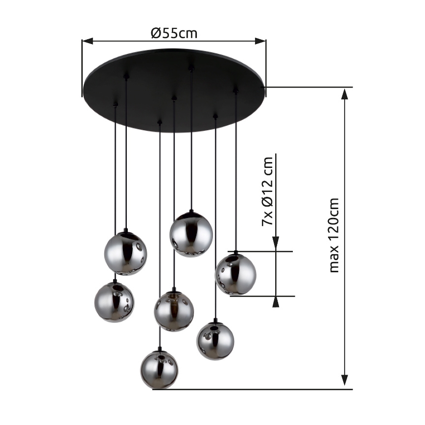 Globo - LED Żyrandol na lince 7xG9/3,5W/230V dym/czarny