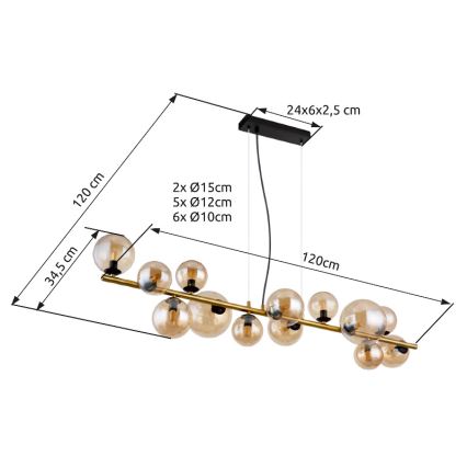 Globo - LED Żyrandol na lince 13xG9/3,5W/230V dymny/brązowy