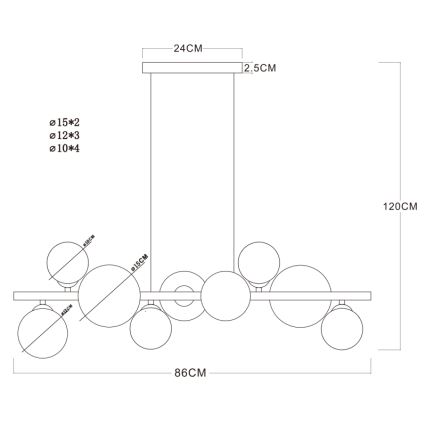 Globo - Lampa wisząca LED na linkach 9xG9/3W/230V mosiądz