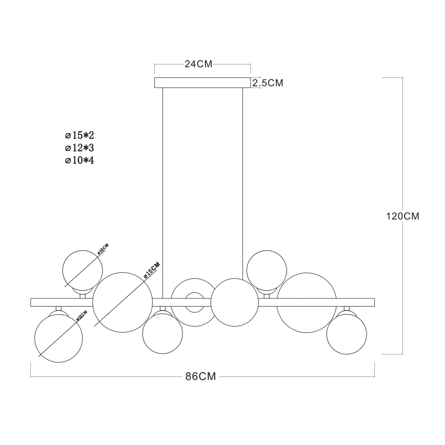 Globo - Lampa wisząca LED na linkach 9xG9/3W/230V mosiądz