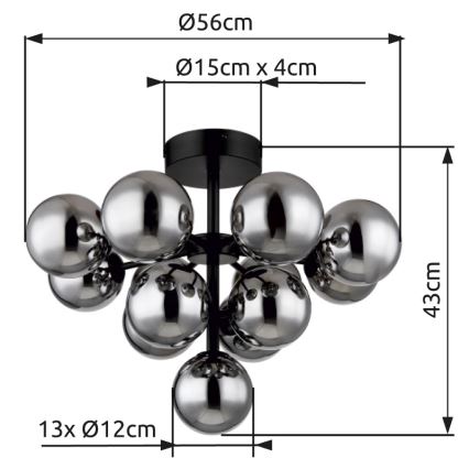 Globo - Żyrandol natynkowy 13xG9/5W/230V śr. 56 cm czarny