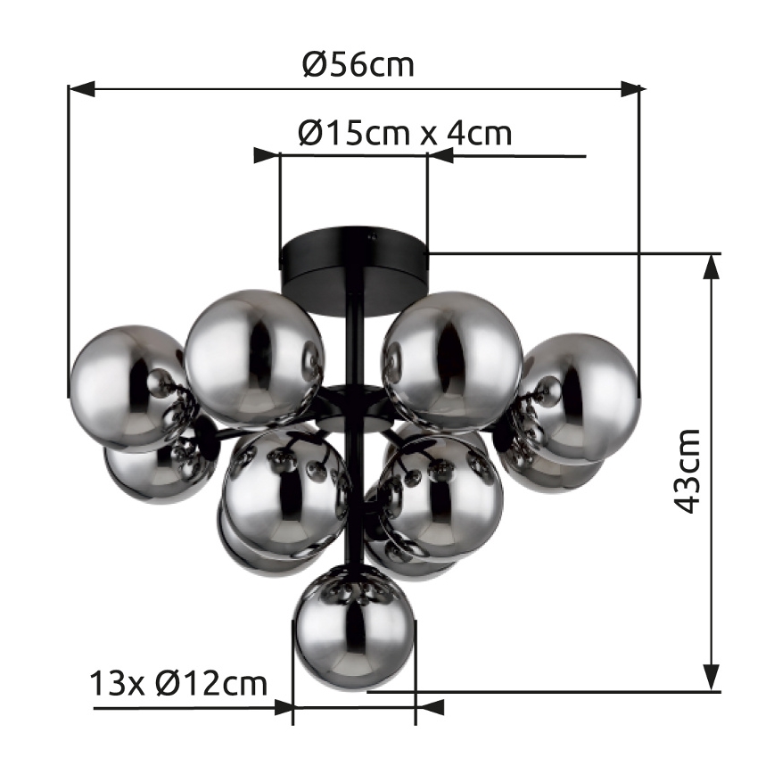 Globo - Żyrandol natynkowy 13xG9/5W/230V śr. 56 cm czarny