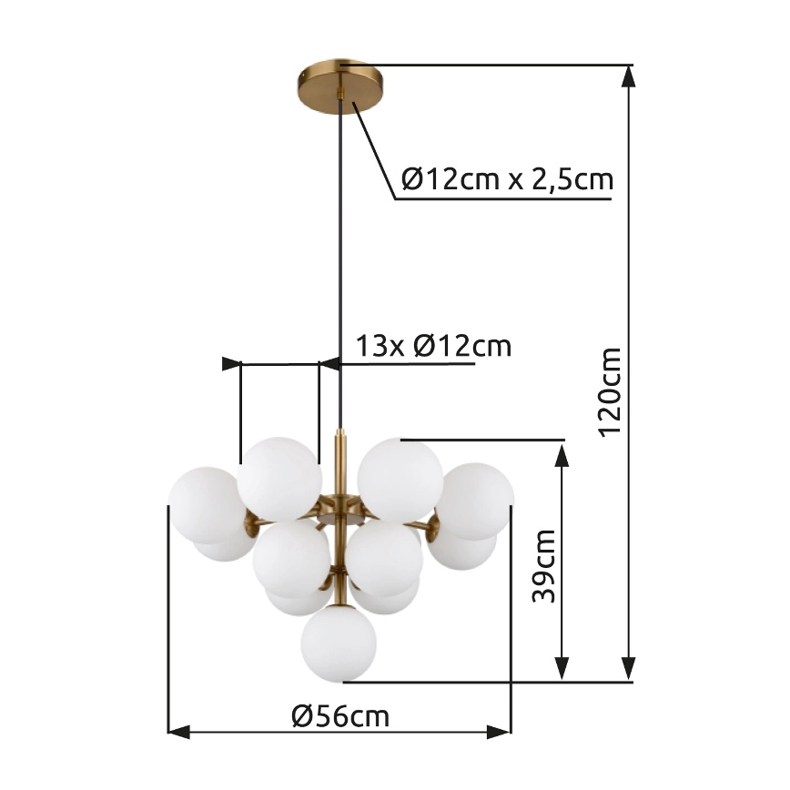 Globo - Żyrandol na lince 13xG9/5W/230V śr. 56 cm złoty
