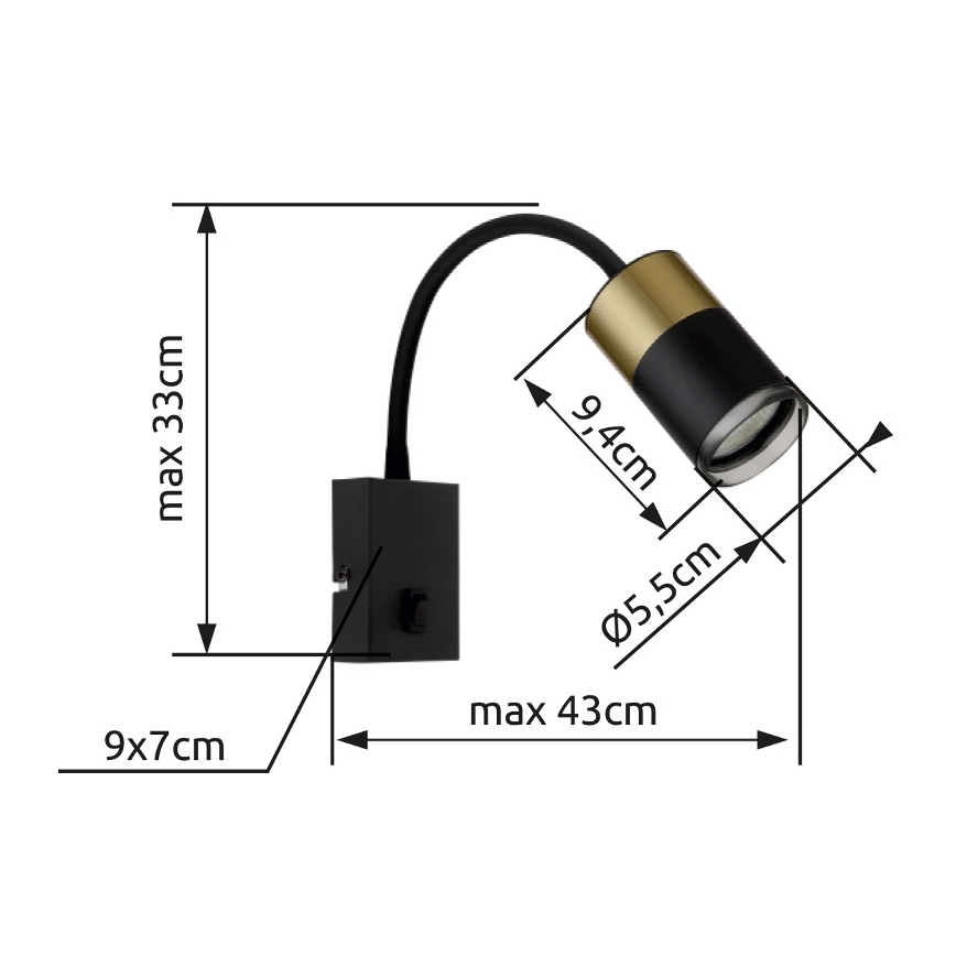 Globo 57850W - Kinkiet punktowy BRISBON 1xGU10/25W/230V czarny/złoty