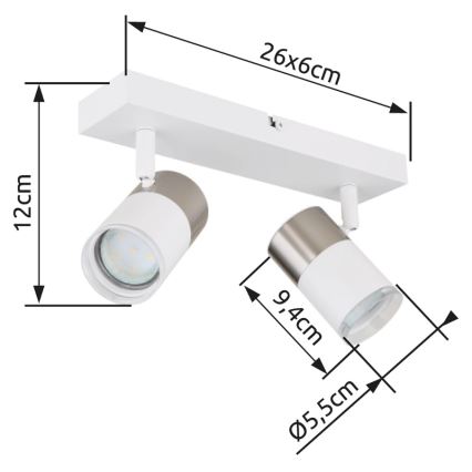 Globo - Oświetlenie punktowe 2xGU10/25W/230V biały/matowy chrom
