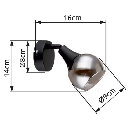 Globo - Kinkiet punktowy 1xE14/40W/230V czarny