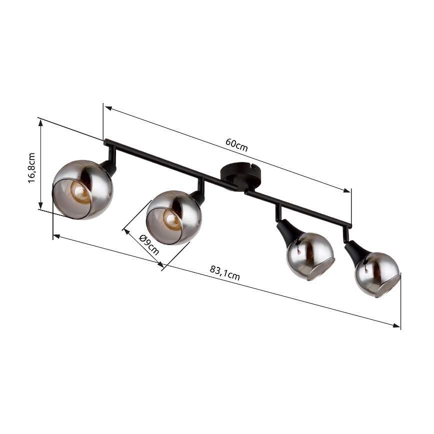 Globo - Oświetlenie punktowe 4xE14/40W/230V czarne
