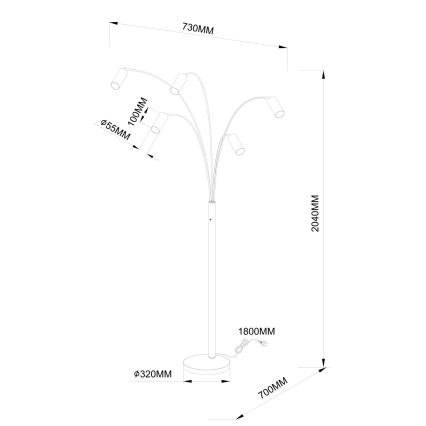 Globo - Lampa stojąca 5xGU10/35W/230V