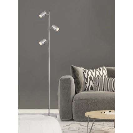 Globo - Lampa podłogowa 3xGU10/5W/230V matowy chrom