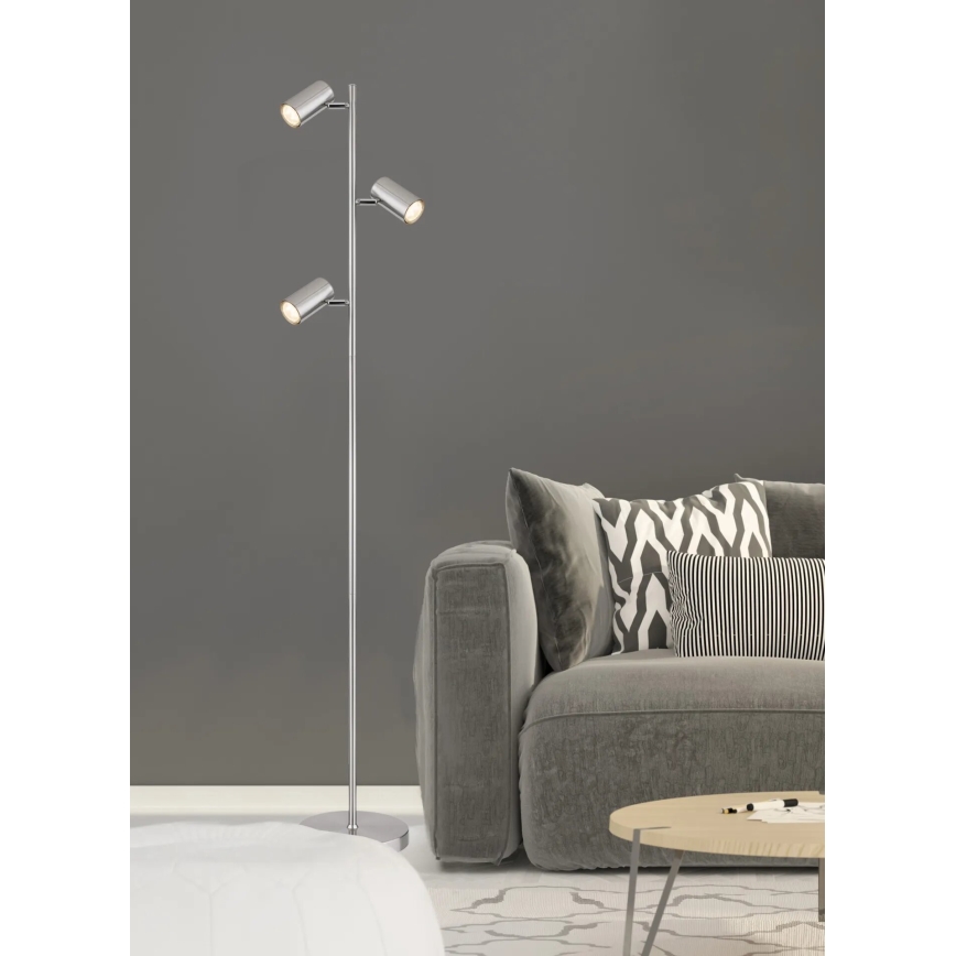 Globo - Lampa podłogowa 3xGU10/5W/230V matowy chrom