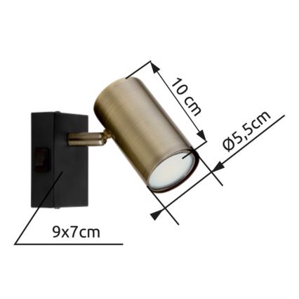 Globo - Kinkiet punktowy 1xGU10/25W/230V czarny/mosiądz