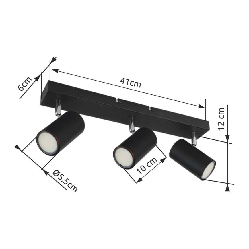 Globo - Lampa punktowa 3xGU10/35W/230V czarna