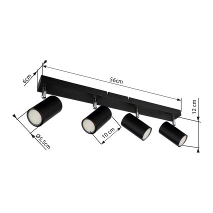 Globo - Oświetlenie punktowe 4xGU10/35W/230V czarny