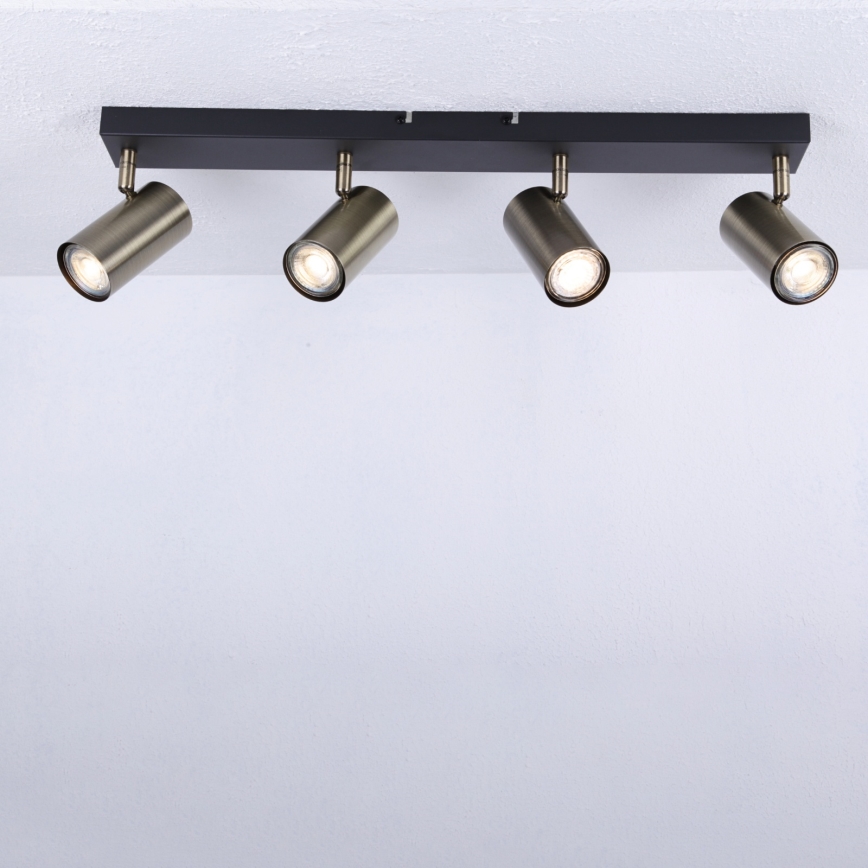 Globo - Oprawa punktowa 4xGU10/35W/230V czarna/mosiądz