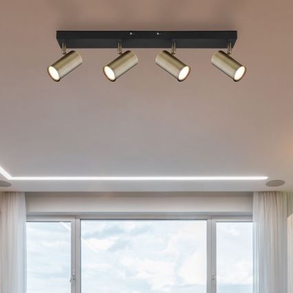Globo - Oprawa punktowa 4xGU10/35W/230V czarna/mosiądz