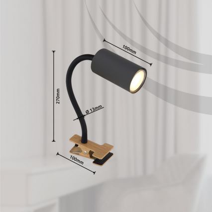 Globo - Elastyczna lampa z klipsem 1xGU10/25W/230V szara/brązowa