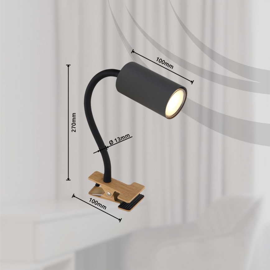 Globo - Elastyczna lampa z klipsem 1xGU10/25W/230V szara/brązowa