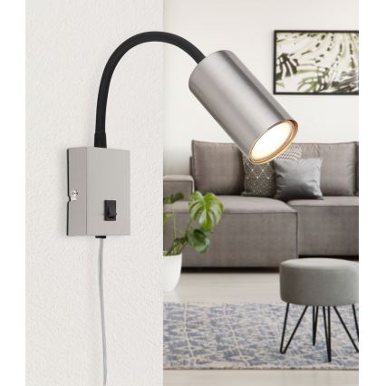 Globo - Elastyczna lampa ścienna 1xGU10/25W/230V czarna/matowy chrom