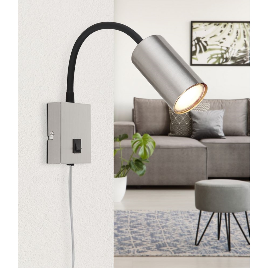 Globo - Elastyczna lampa ścienna 1xGU10/25W/230V czarna/matowy chrom