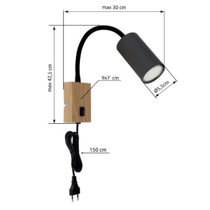 Globo - Elastyczna lampa ścienna 1xGU10/25W/230V szara/brązowa