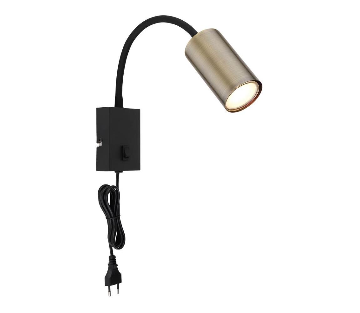 Globo 57911WM - Flexible wall lamp ROBBY 1xGU10/25W/230V czarny/mosiądz