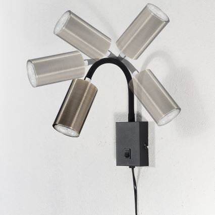 Globo - Elastyczna lampa ścienna 1xGU10/25W/230V czarna/mosiądz